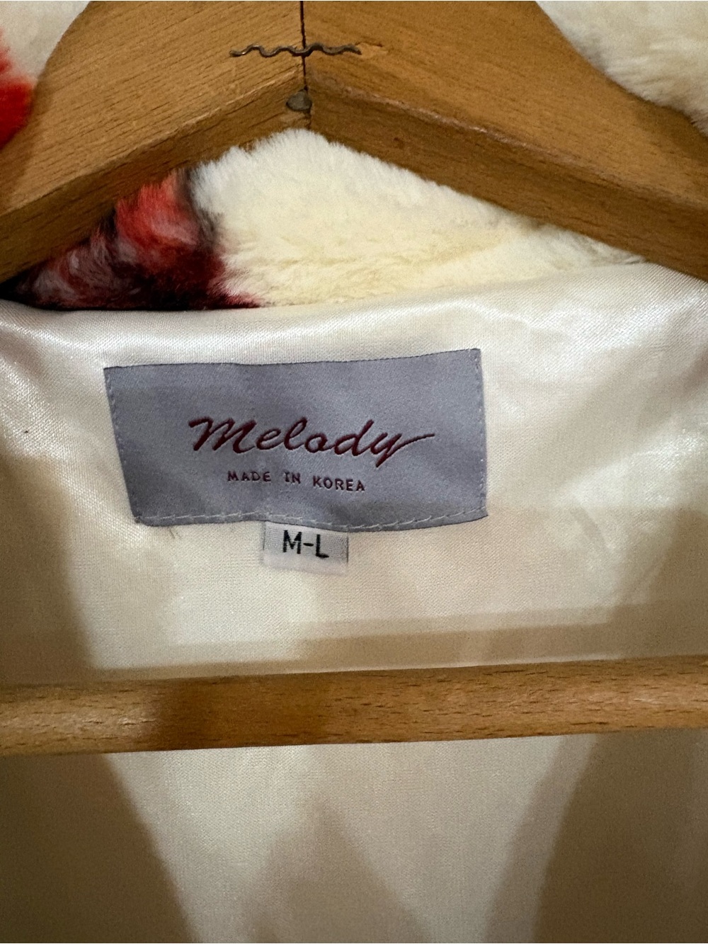 NWOT- Melody- Cream Faux-Fur Teddy Coat with Colorful Bird Motif - Picture 4 of 4